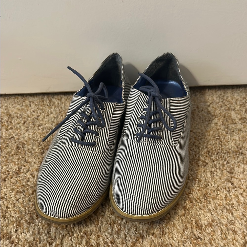 Report Black and White Striped Flats